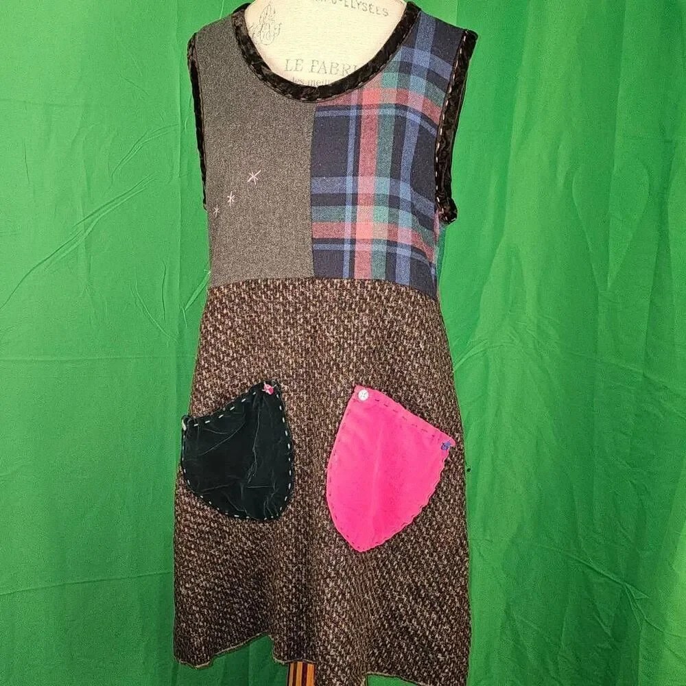 Crispina Ffrench Recycled Wool Art To Wear‎ Dress Small Medium 1 Rare Upcycled